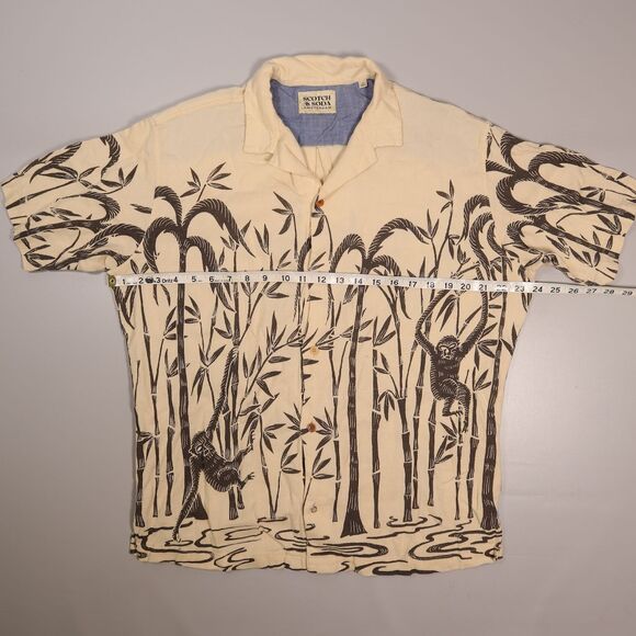 Scotch & Soda Jacquard Knit Camp Shirt Short Sleeve Pool Shirt Mens Medium - Picture 8 of 9